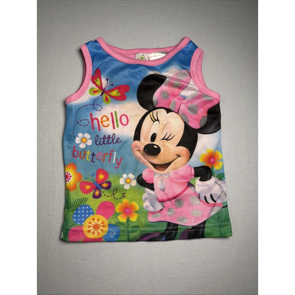 2013 Minnie Mouse Tank Top Disney Toddler Size 12M Floral Cartoon Print